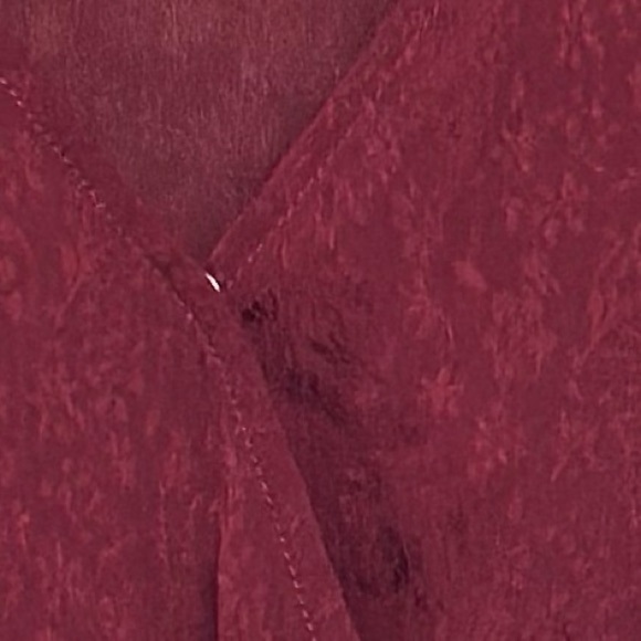 LEITH Silky Blouse in Burgundy MED Peplum Long Sleeve Top - Picture 6 of 6
